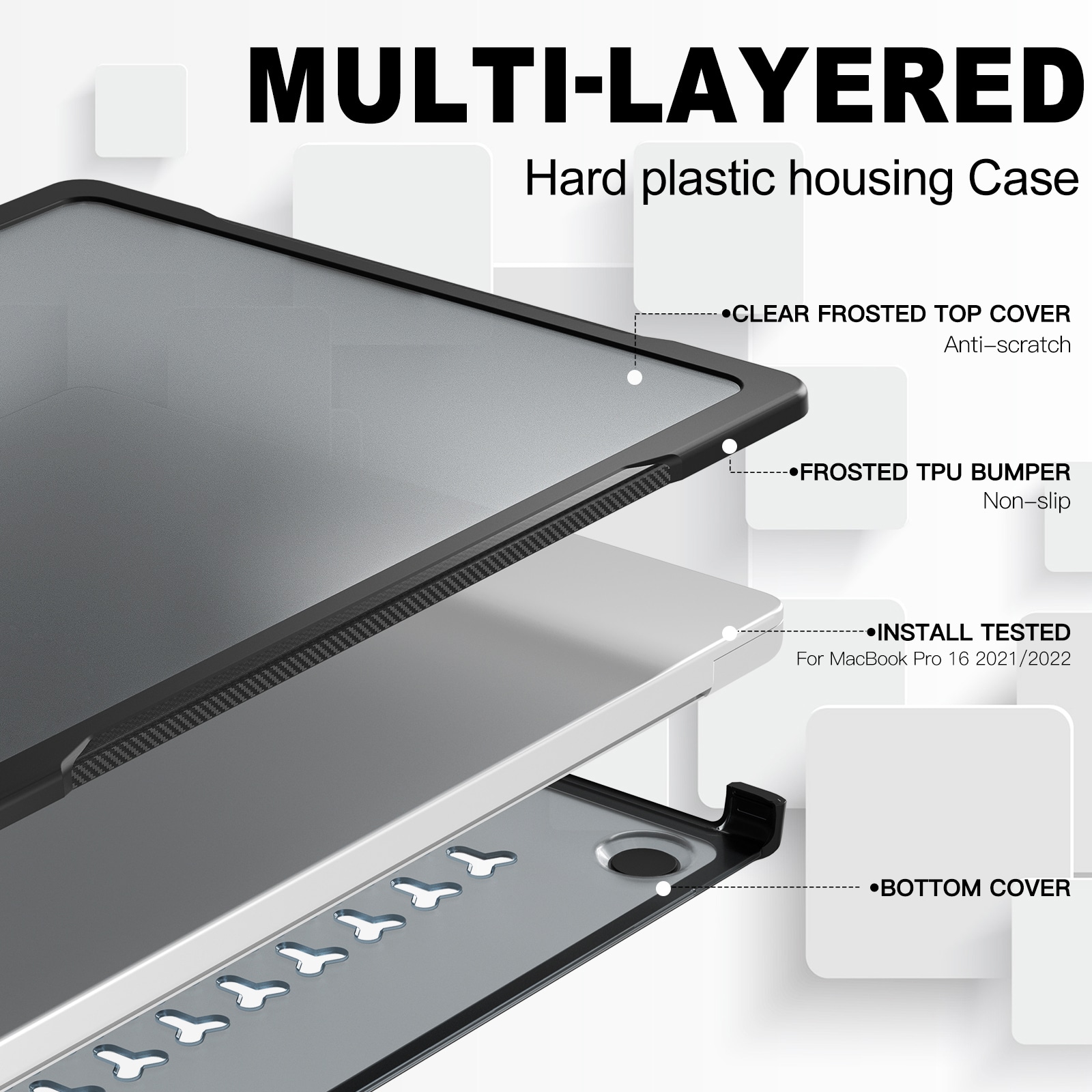 Apple MacBook Pro 16 2024 Støtsikkert Hybrid-deksel, Svart