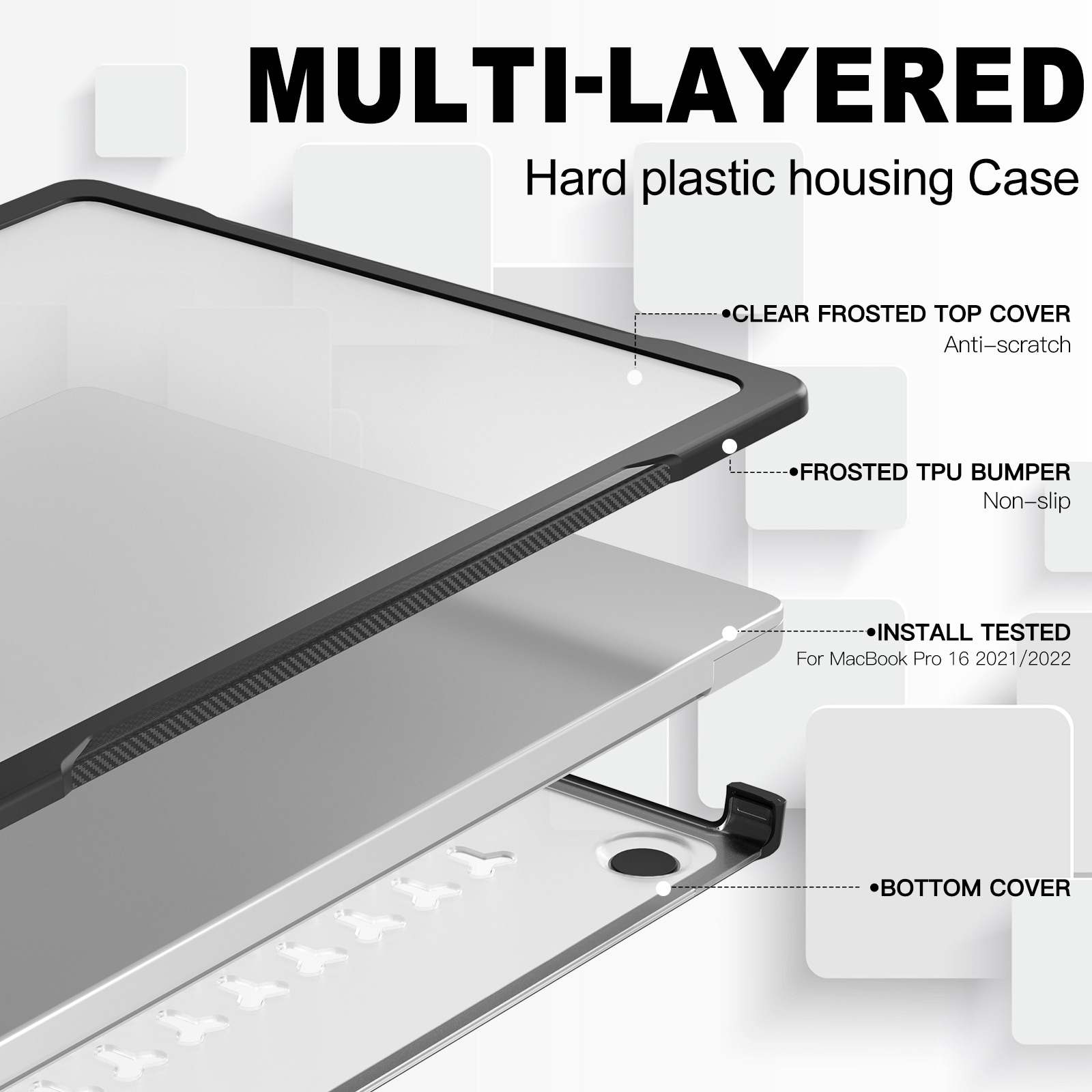 Apple MacBook Pro 16 2021 Støtsikkert Hybrid-deksel, Gjennomsiktig