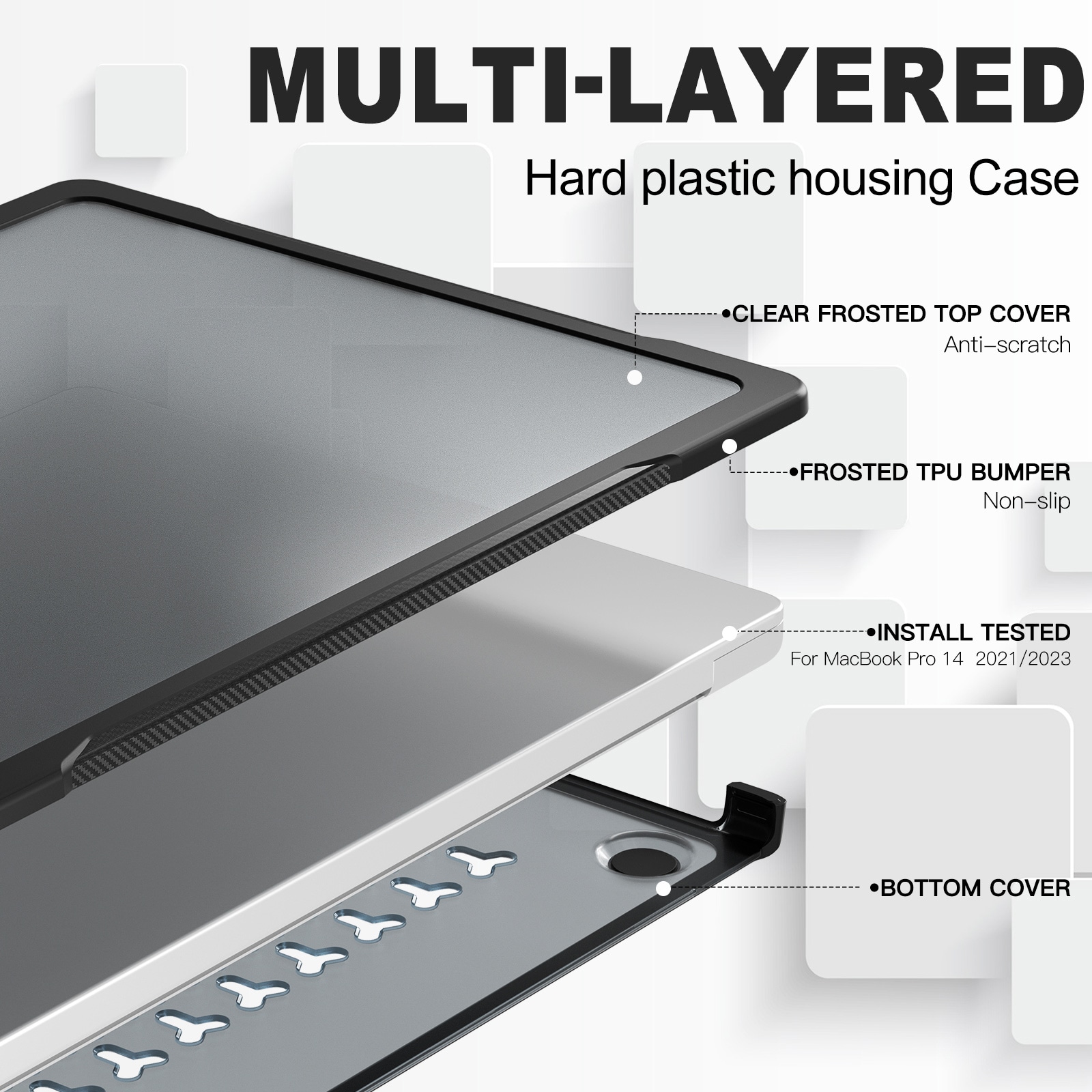 Apple MacBook Pro 14 2023 Støtsikkert Hybrid-deksel, Svart