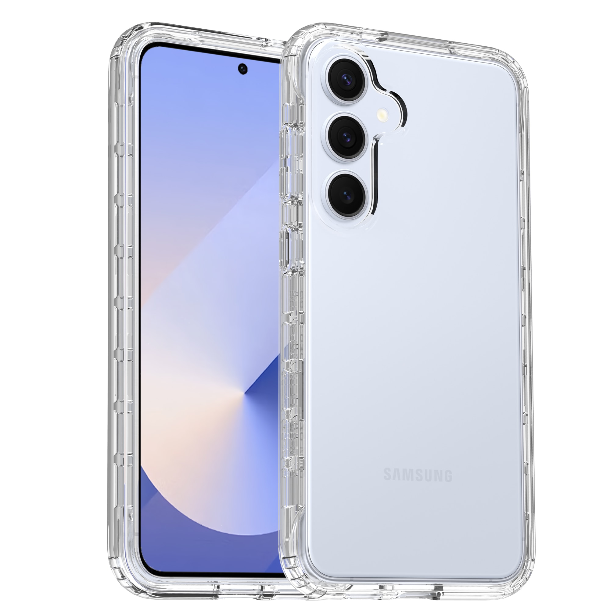 Samsung Galaxy S25 Plus Mobildeksel med beskyttelsesramme, Gjennomsiktig