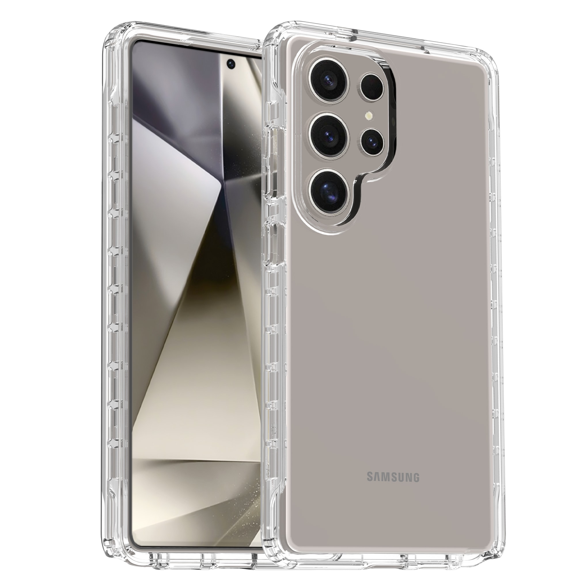 Samsung Galaxy S25 Ultra Støtsikkert mobildeksel med beskyttelsesramme Gjennomsiktig