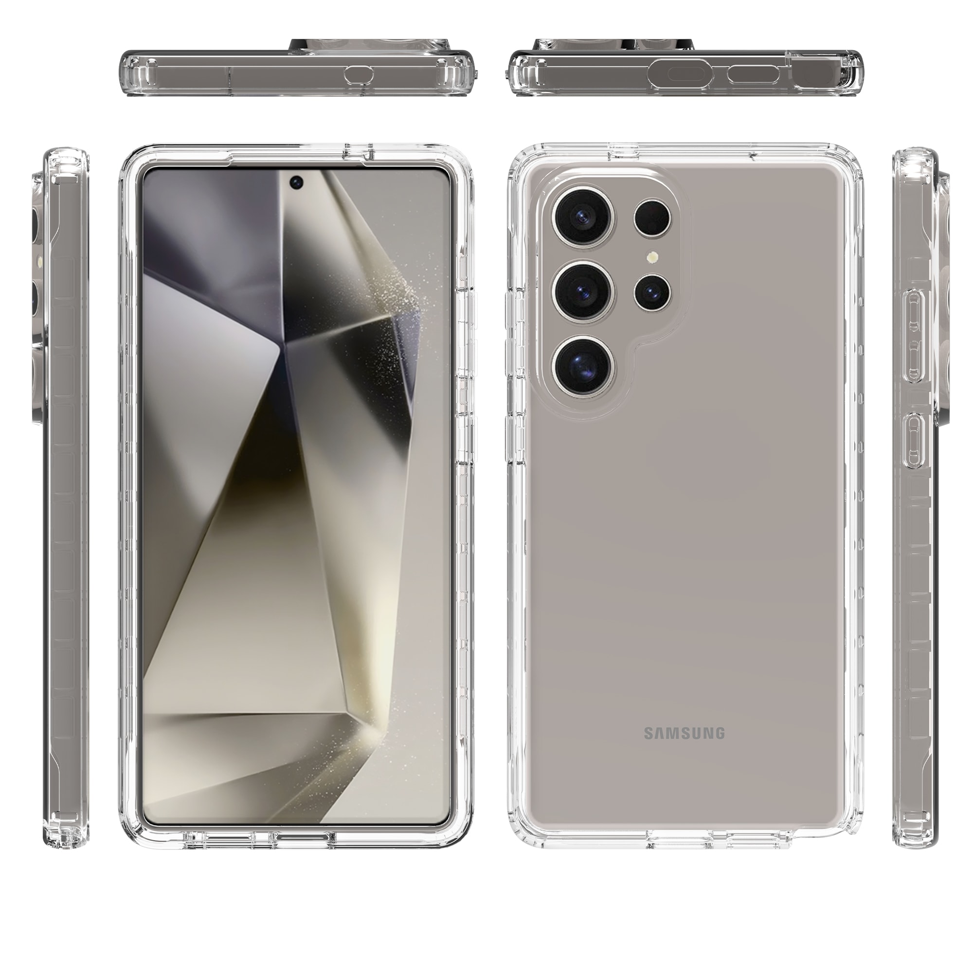 Samsung Galaxy S25 Ultra Støtsikkert mobildeksel med beskyttelsesramme Gjennomsiktig