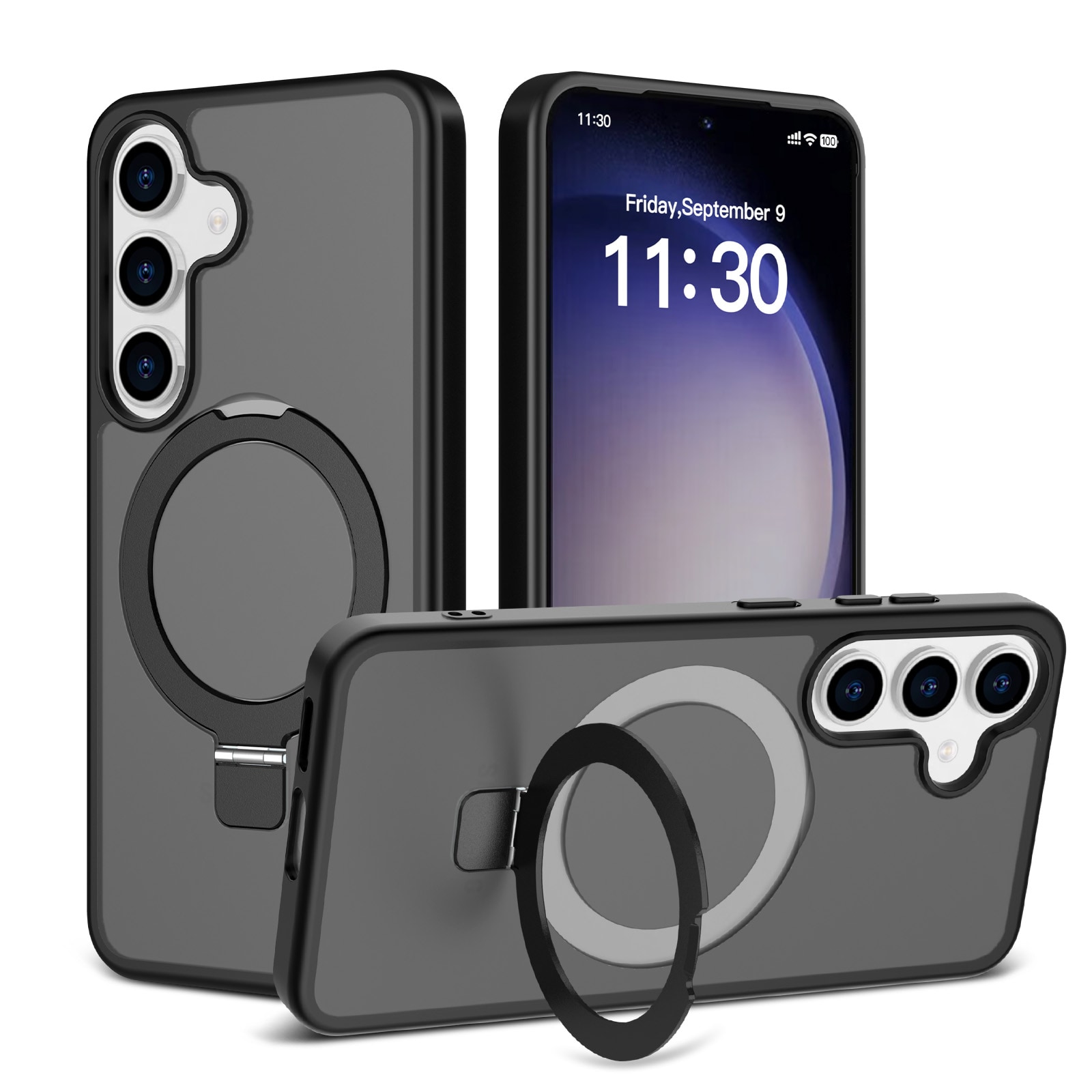 Samsung Galaxy S25 Plus Magnetic hybriddeksel med stativfunksjon, Svart
