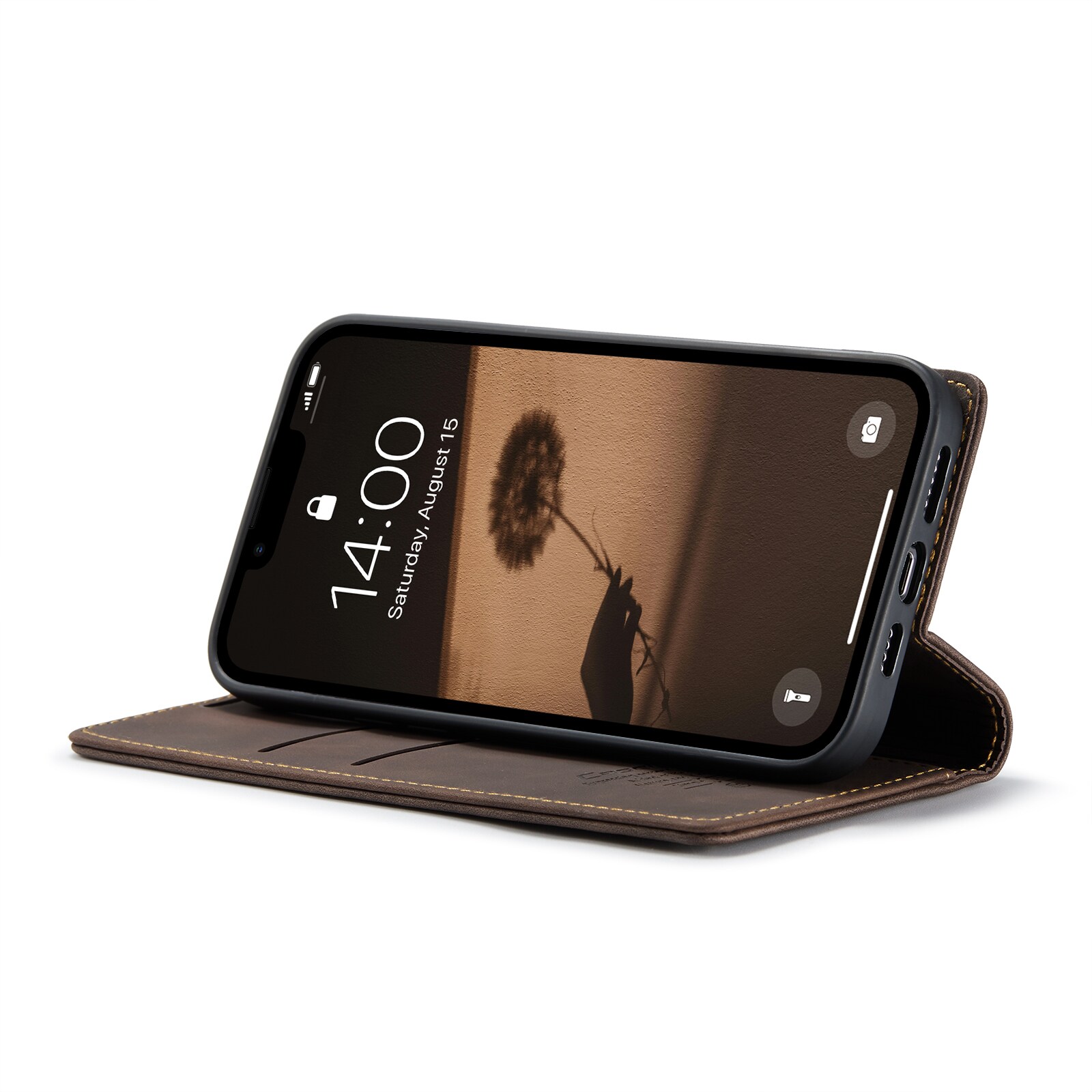 iPhone 16e Slankt lommeboketui, Brun