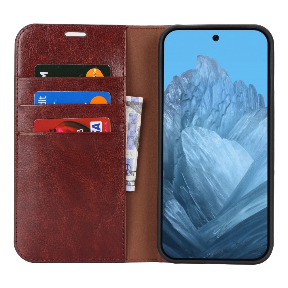 Google Pixel 10 Pro XL Smidig mobiletui i ekte skinn, Mørkbrun