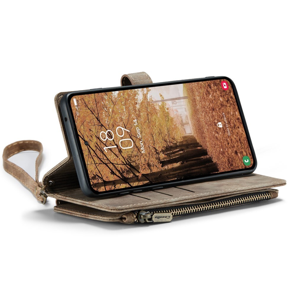 Samsung Galaxy A55 Lommeboketui med glidelås, Brun