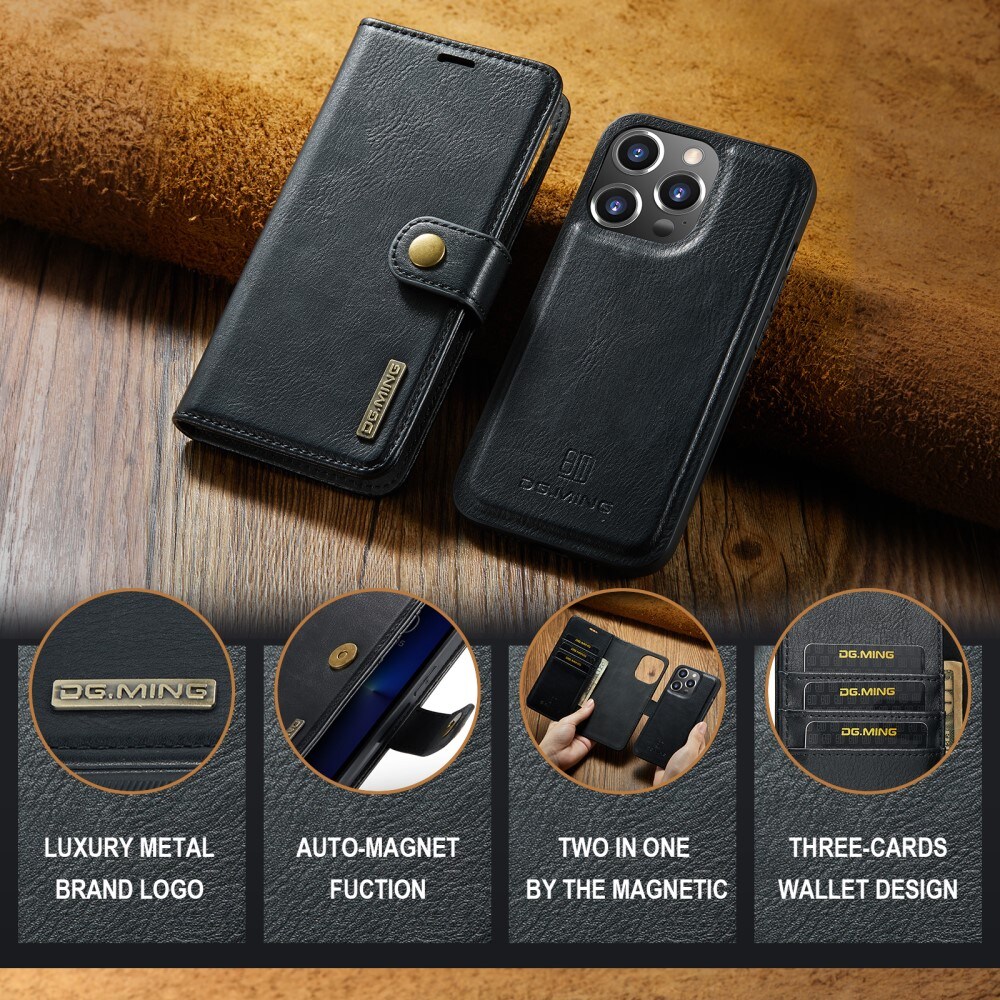 iPhone 16 Pro Lommeboketui med avtakbart deksel, Black