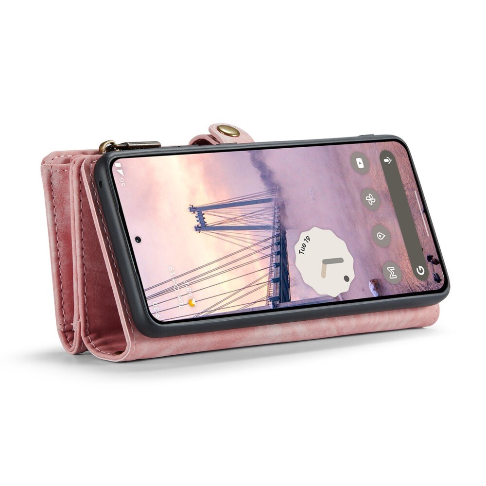 Google Pixel 9 Pro XL Romslig lommeboketui med mange kortlommer, Rosa