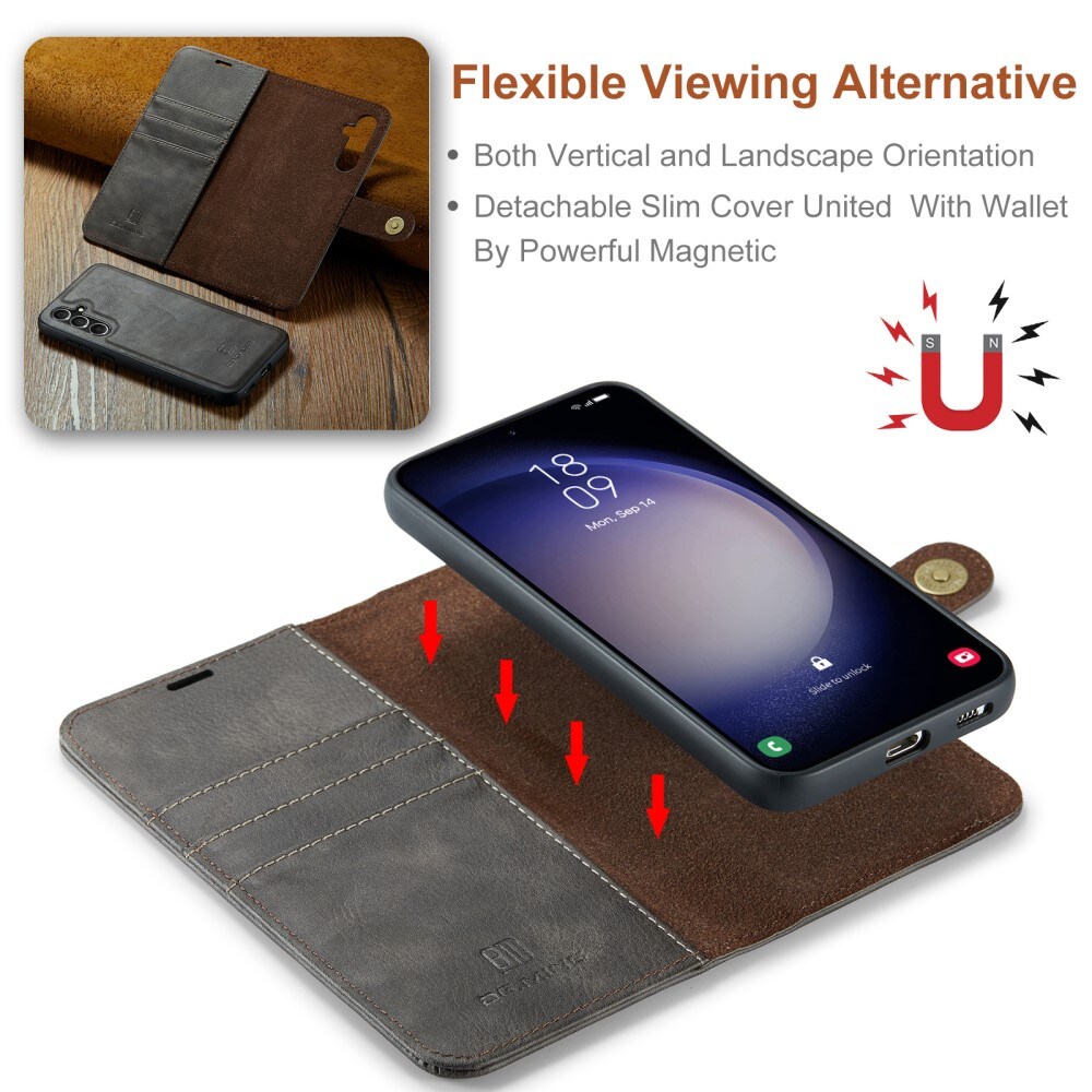 Samsung Galaxy S24 FE Lommeboketui med avtakbart deksel, Brown