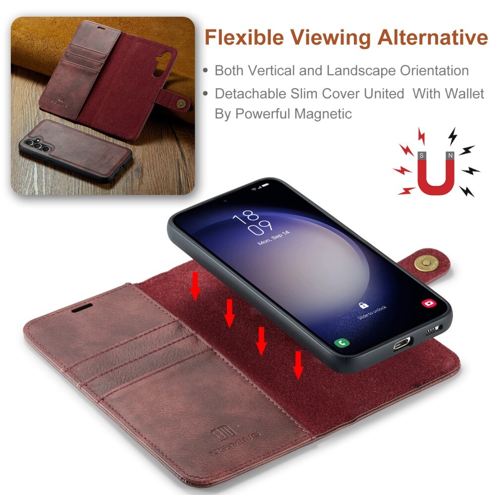 Samsung Galaxy S24 FE Lommeboketui med avtakbart deksel, Red
