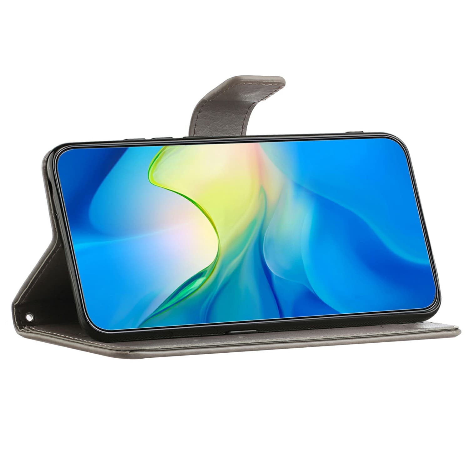 Samsung Galaxy A17 Mobiletui med sommerfugler, Grå
