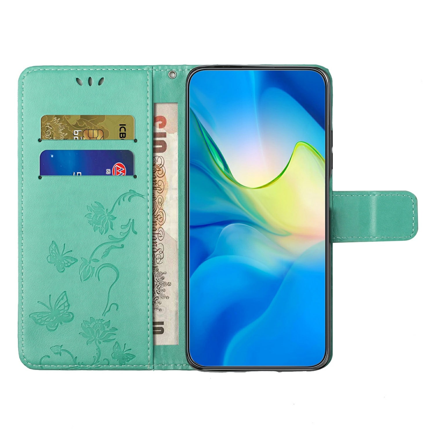 Samsung Galaxy A26 Mobiletui med sommerfugler, Grønn