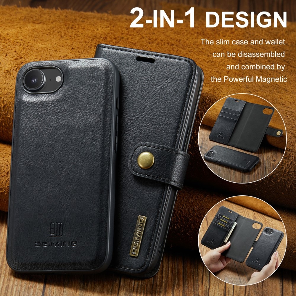 iPhone 16e Lommeboketui med avtakbart deksel, Black
