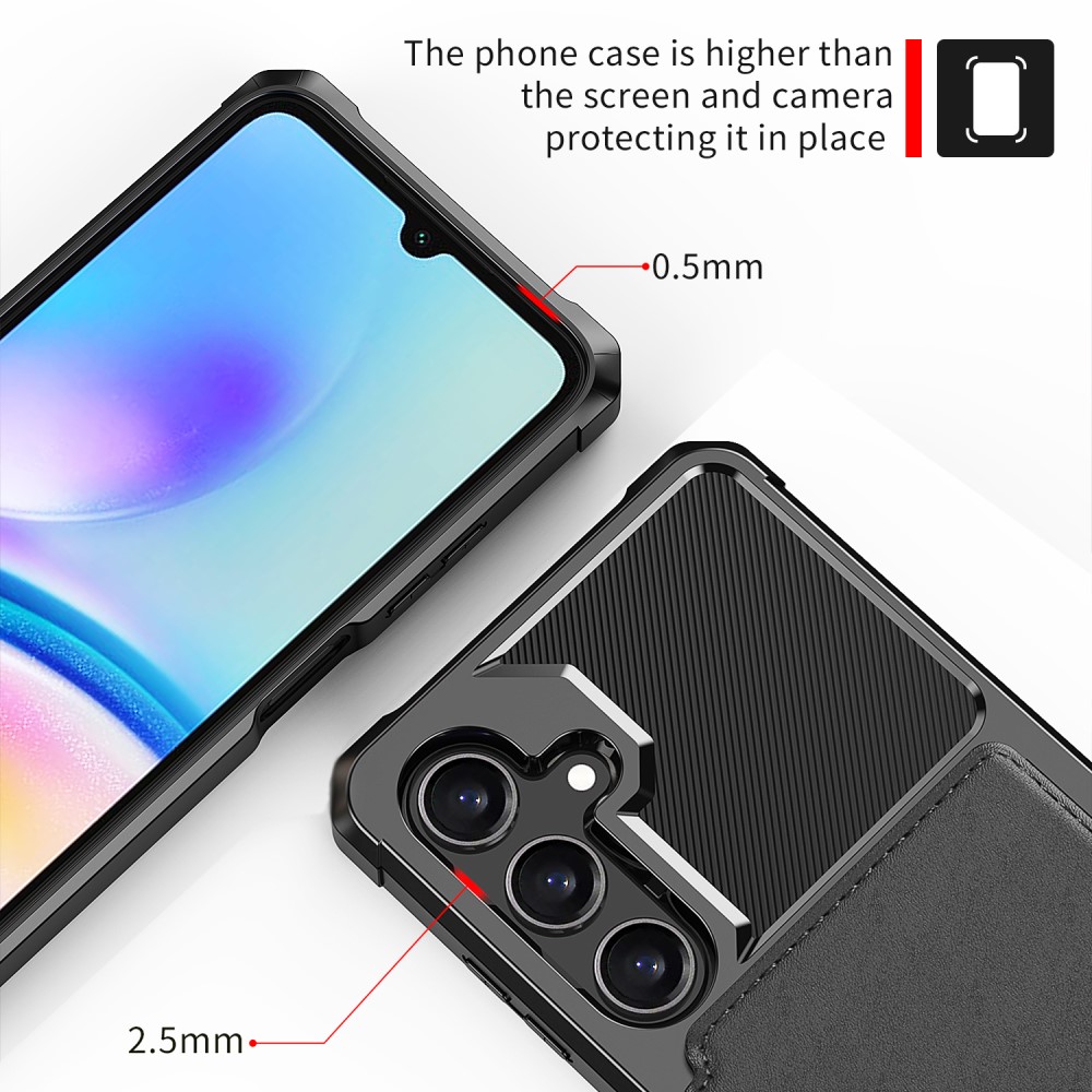 Samsung Galaxy A16 Støtsikkert deksel med lommebok, Svart