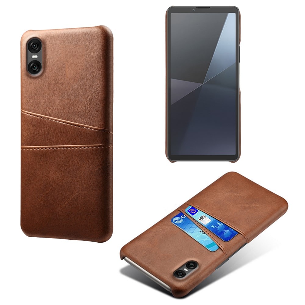 Sony Xperia 10 VII Stilig deksel med 2 kortlommer, Brun