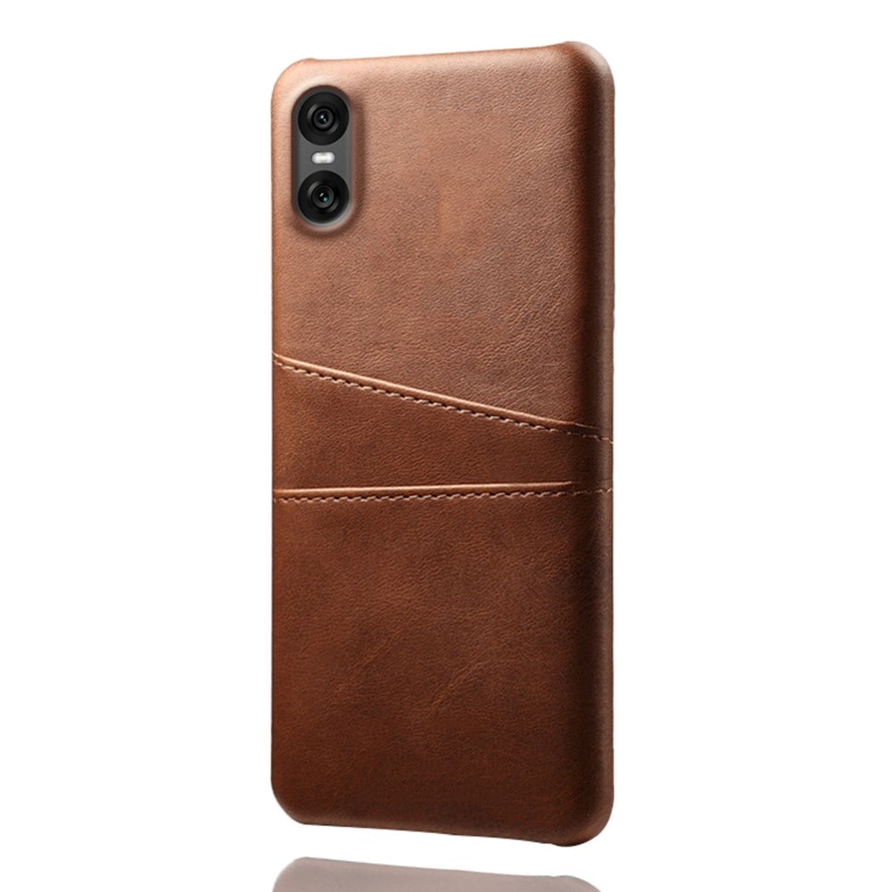 Sony Xperia 10 VII Stilig deksel med 2 kortlommer, Brun