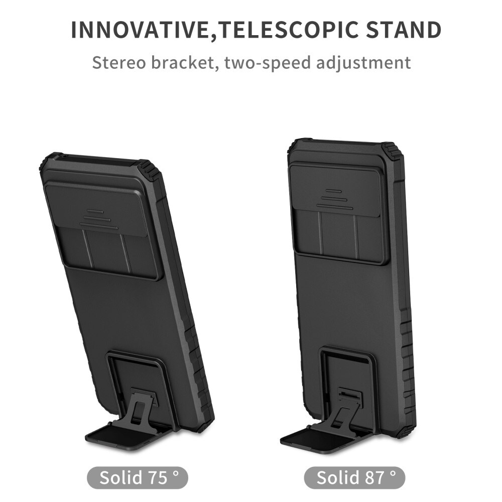 Google Pixel 9 Pro XL Deksel med kickstand & kameralinsebeskyttelse, Svart