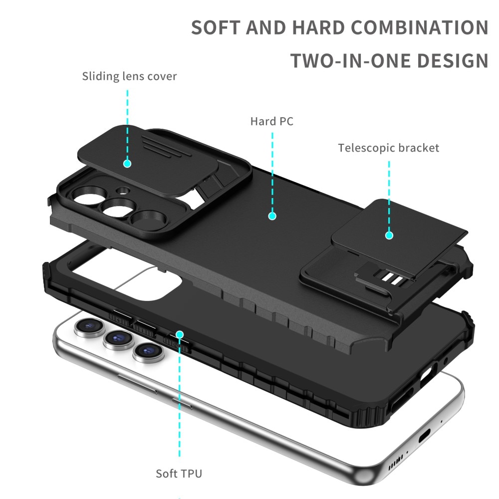 Samsung Galaxy A56 Deksel med kickstand & kameralinsebeskyttelse, Svart