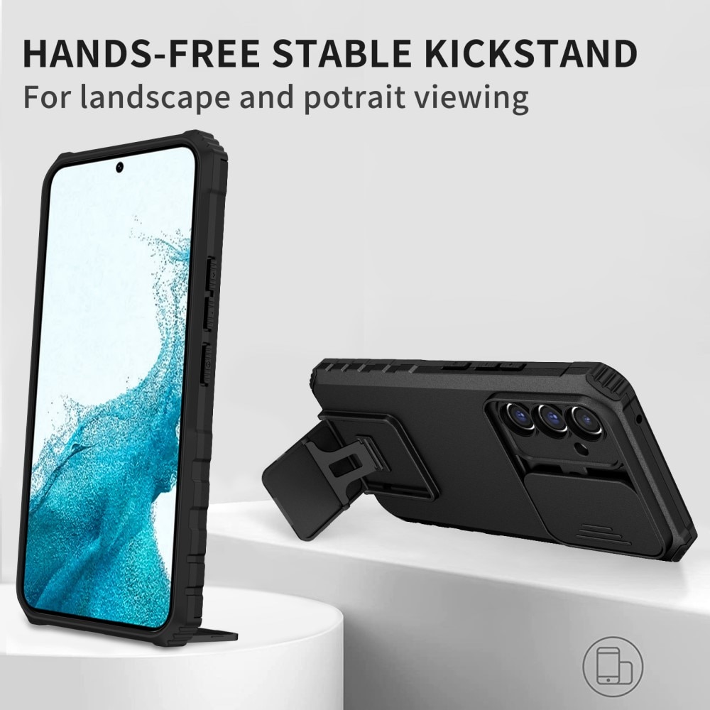 Samsung Galaxy A56 Deksel med kickstand & kameralinsebeskyttelse, Svart