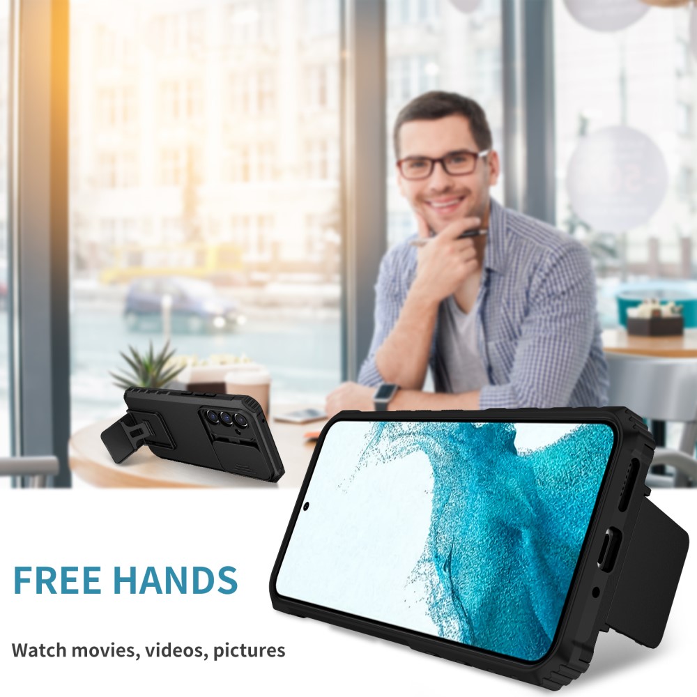 Samsung Galaxy A56 Deksel med kickstand & kameralinsebeskyttelse, Svart