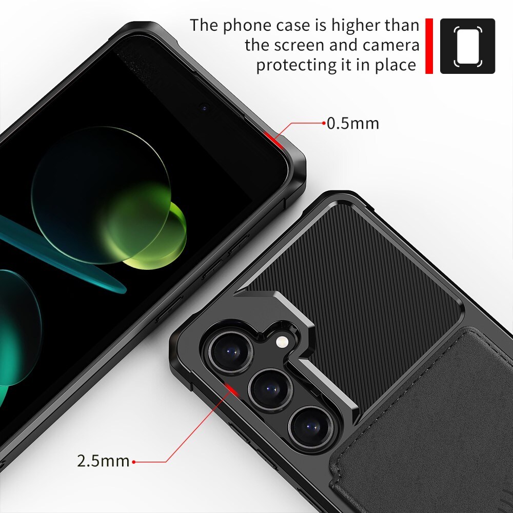 Samsung Galaxy S24 FE Støtsikkert deksel med lommebok, Svart