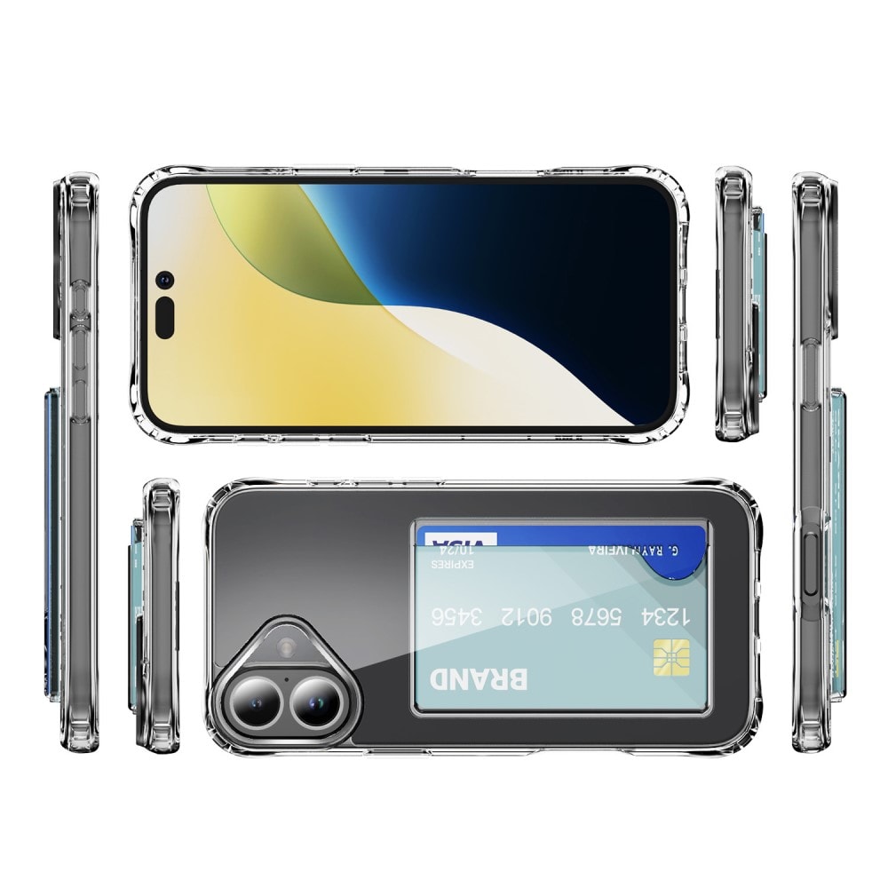 iPhone 17 Hybriddeksel med innebygd kortlomme, Gjennomsiktig
