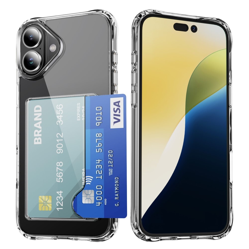 iPhone 17 Hybriddeksel med innebygd kortlomme, Gjennomsiktig