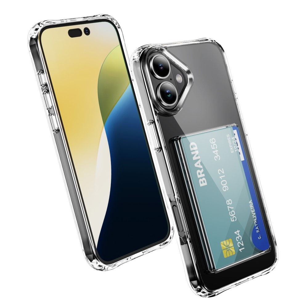 iPhone 17 Hybriddeksel med innebygd kortlomme, Gjennomsiktig