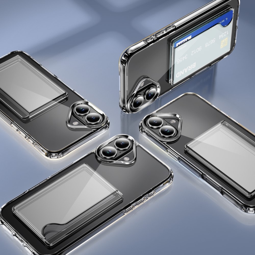 iPhone 17 Hybriddeksel med innebygd kortlomme, Gjennomsiktig