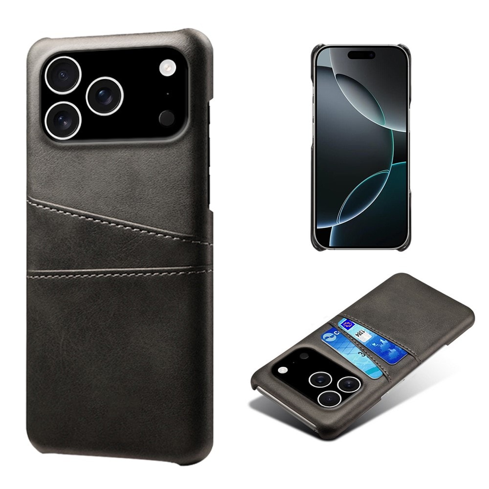 iPhone 17 Pro Stilig deksel med 2 kortlommer, Svart
