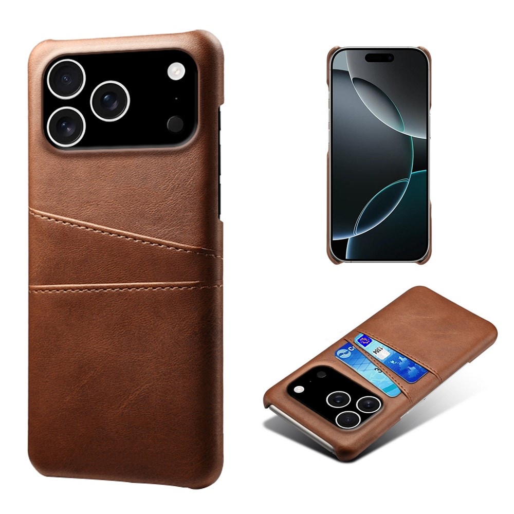 iPhone 17 Pro Stilig deksel med 2 kortlommer, Brun