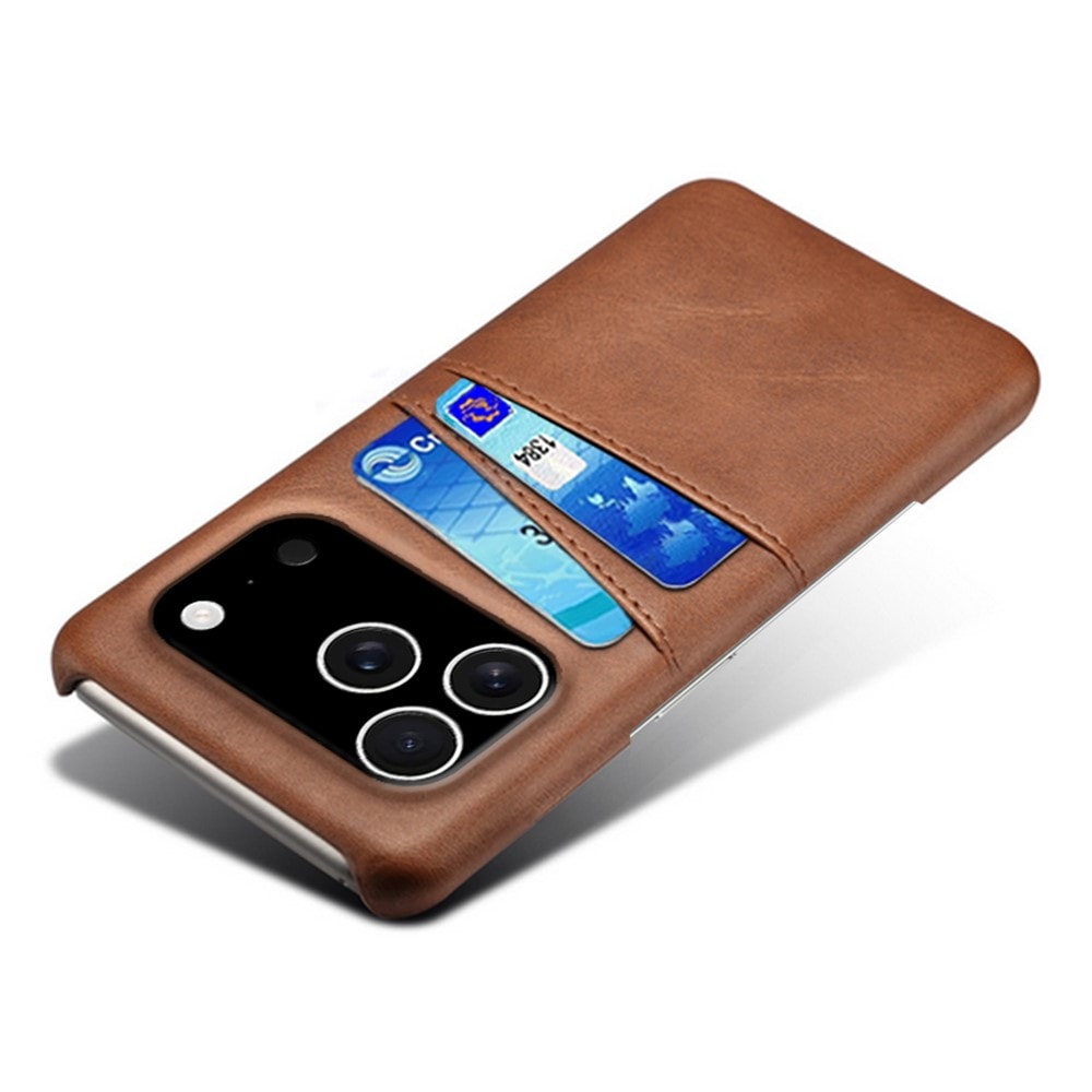 iPhone 17 Pro Stilig deksel med 2 kortlommer, Brun