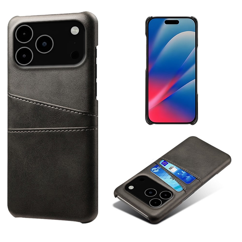 iPhone 17 Pro Max Stilig deksel med 2 kortlommer, Svart
