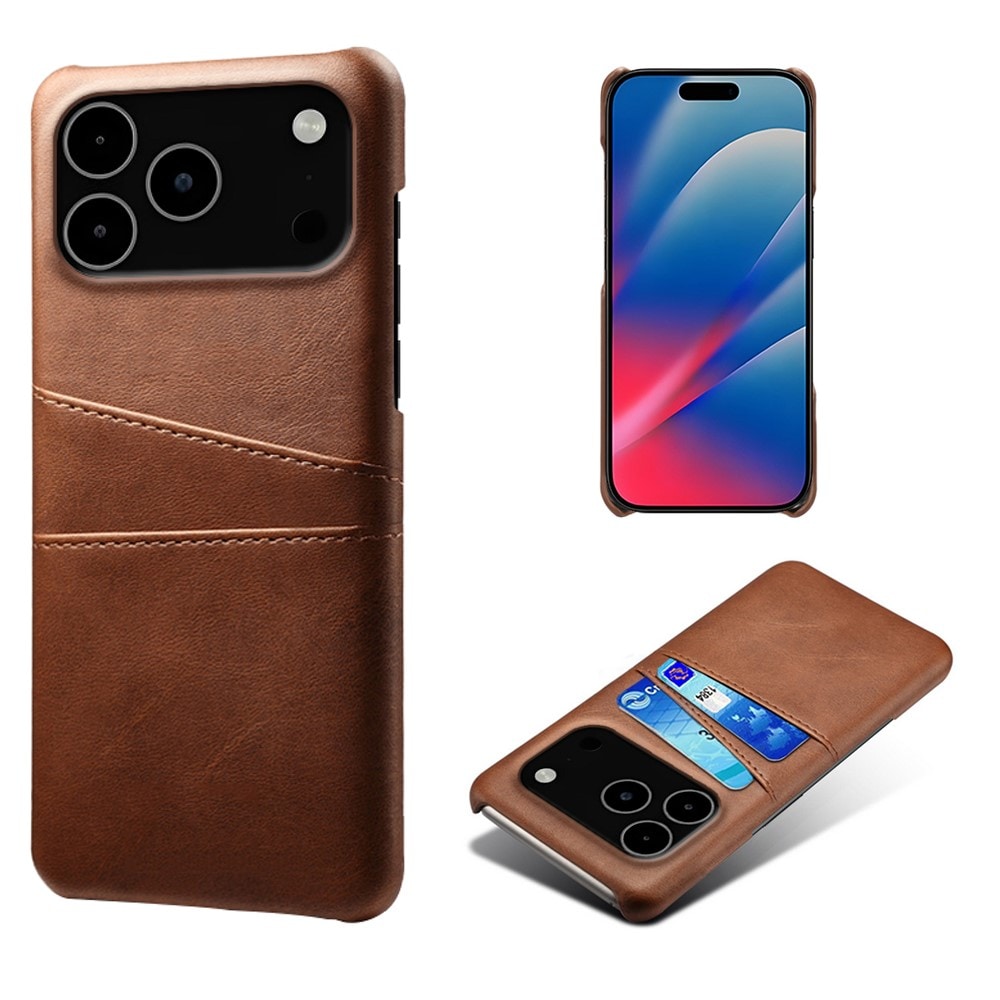 iPhone 17 Pro Max Stilig deksel med 2 kortlommer, Brun