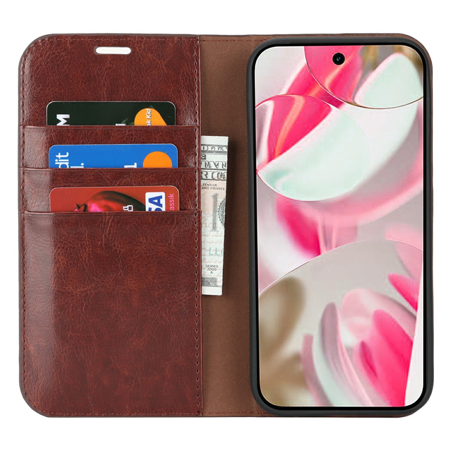 Google Pixel 10 Pro Smidig mobiletui i ekte skinn, Mørkbrun