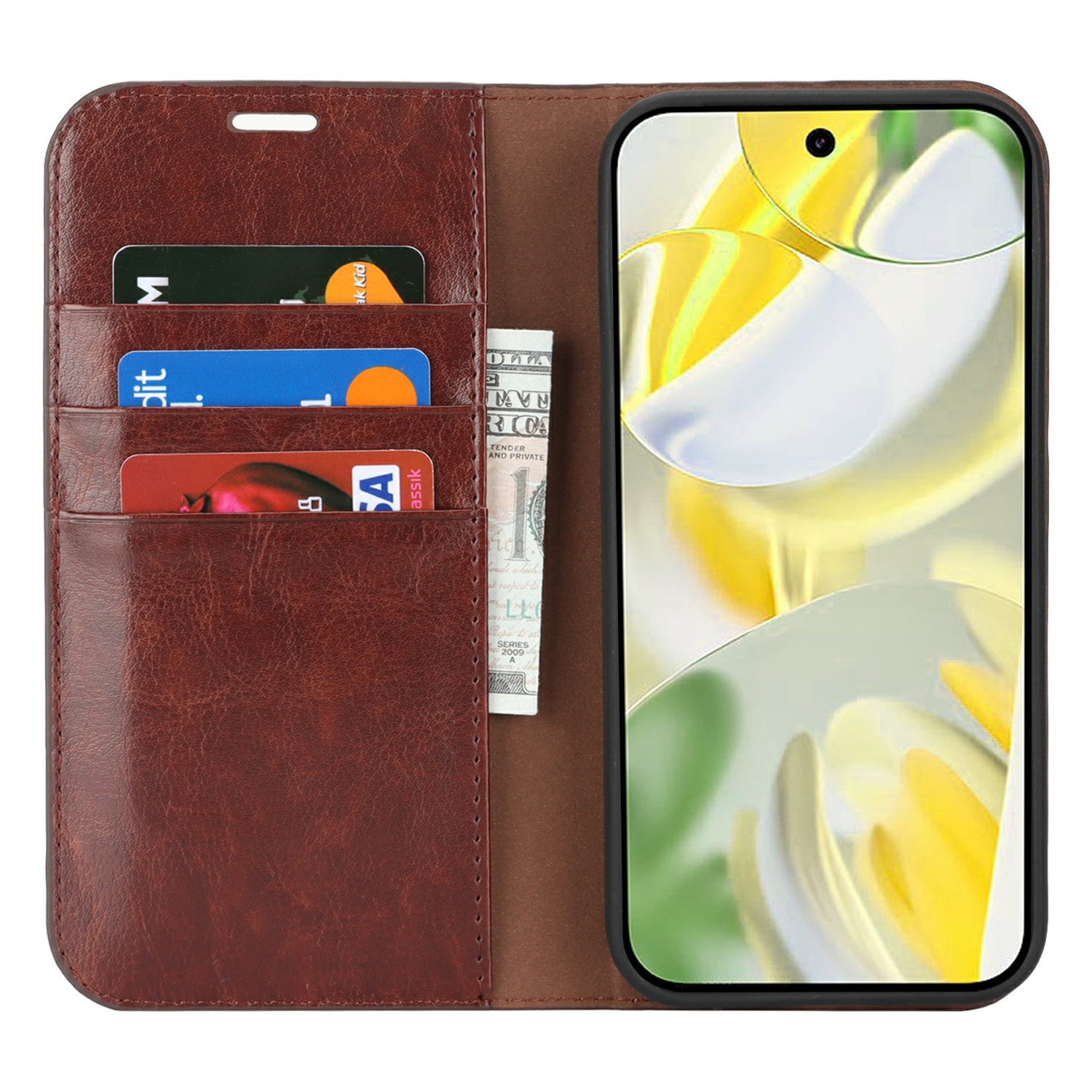 Google Pixel 10 Pro XL Smidig mobiletui i ekte skinn, Mørkbrun