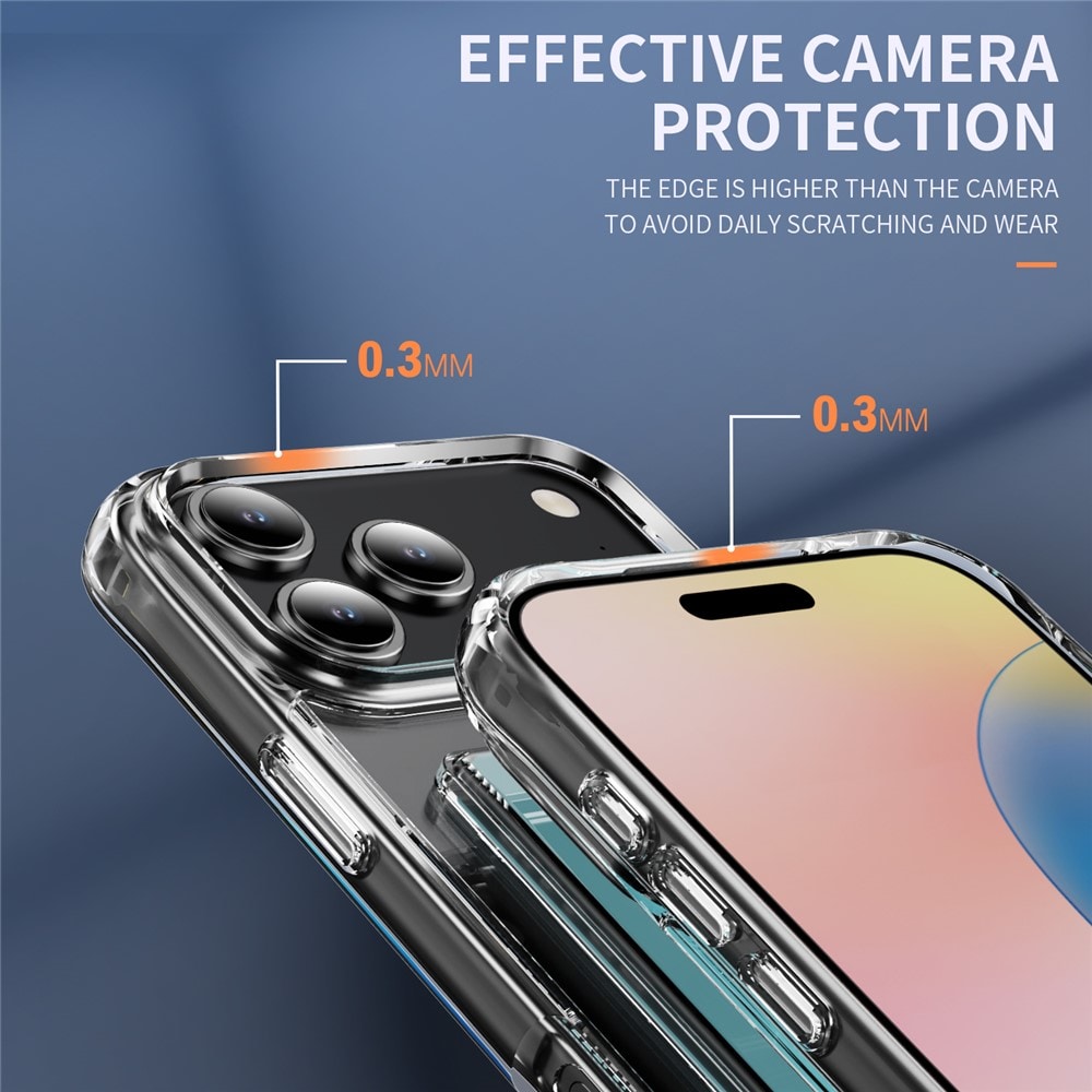 iPhone 17 Pro Hybriddeksel med innebygd kortlomme, Gjennomsiktig