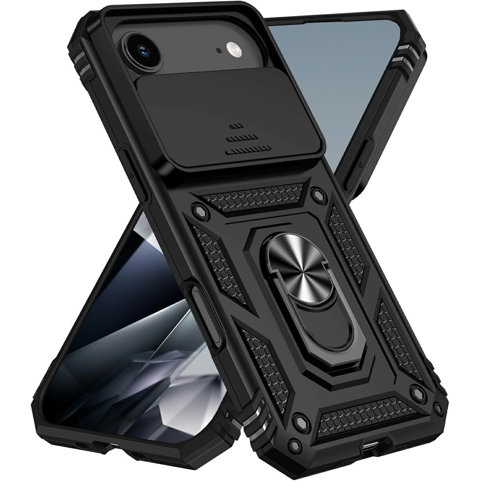 iPhone 17 Air Deksel med kameralinsebeskyttelse og finger-ring, Svart