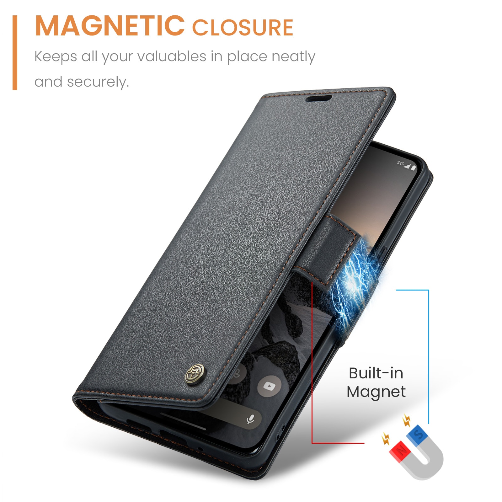Google Pixel 10 Pro Slankt RFID-lommeboketui, Svart