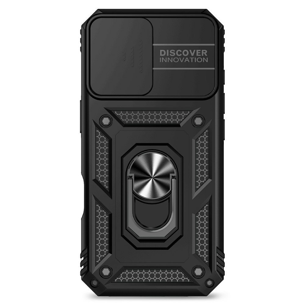 iPhone 17 Deksel med kameralinsebeskyttelse og finger-ring, Svart
