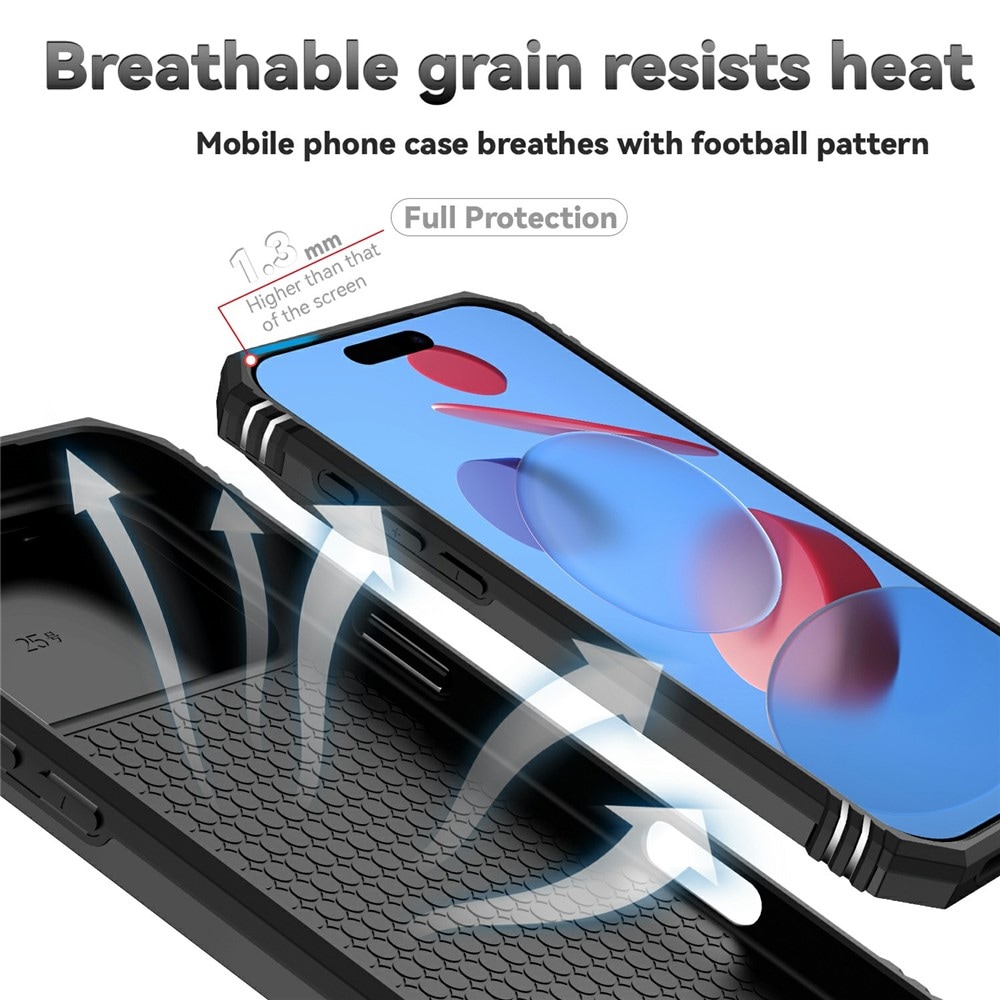 iPhone 17 Pro Deksel med kameralinsebeskyttelse og finger-ring, Svart