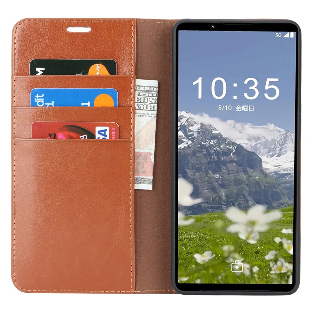 Sony Xperia 1 VII Smidig mobiletui i ekte skinn, Brun