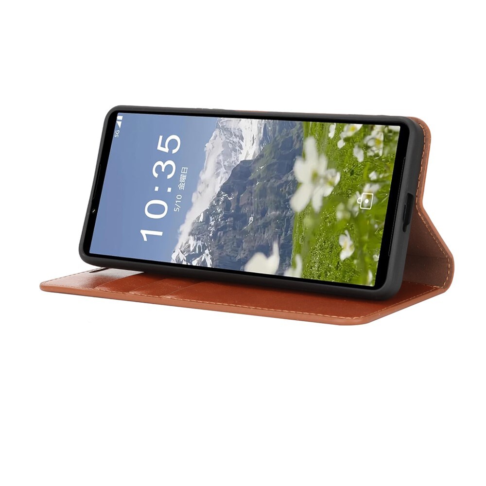 Sony Xperia 1 VII Smidig mobiletui i ekte skinn, Brun