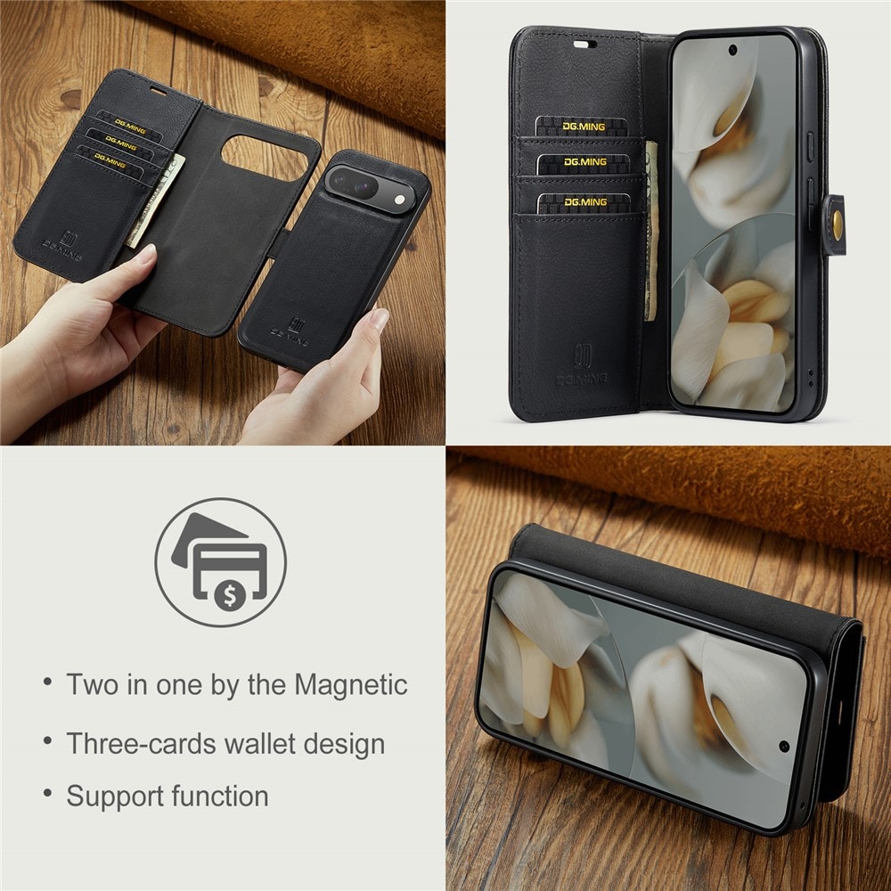Google Pixel 10 Pro Lommeboketui med avtakbart deksel, Black
