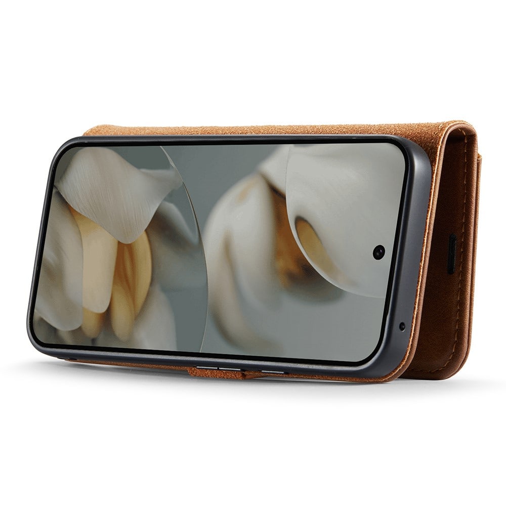 Google Pixel 10 Pro Lommeboketui med avtakbart deksel, Cognac