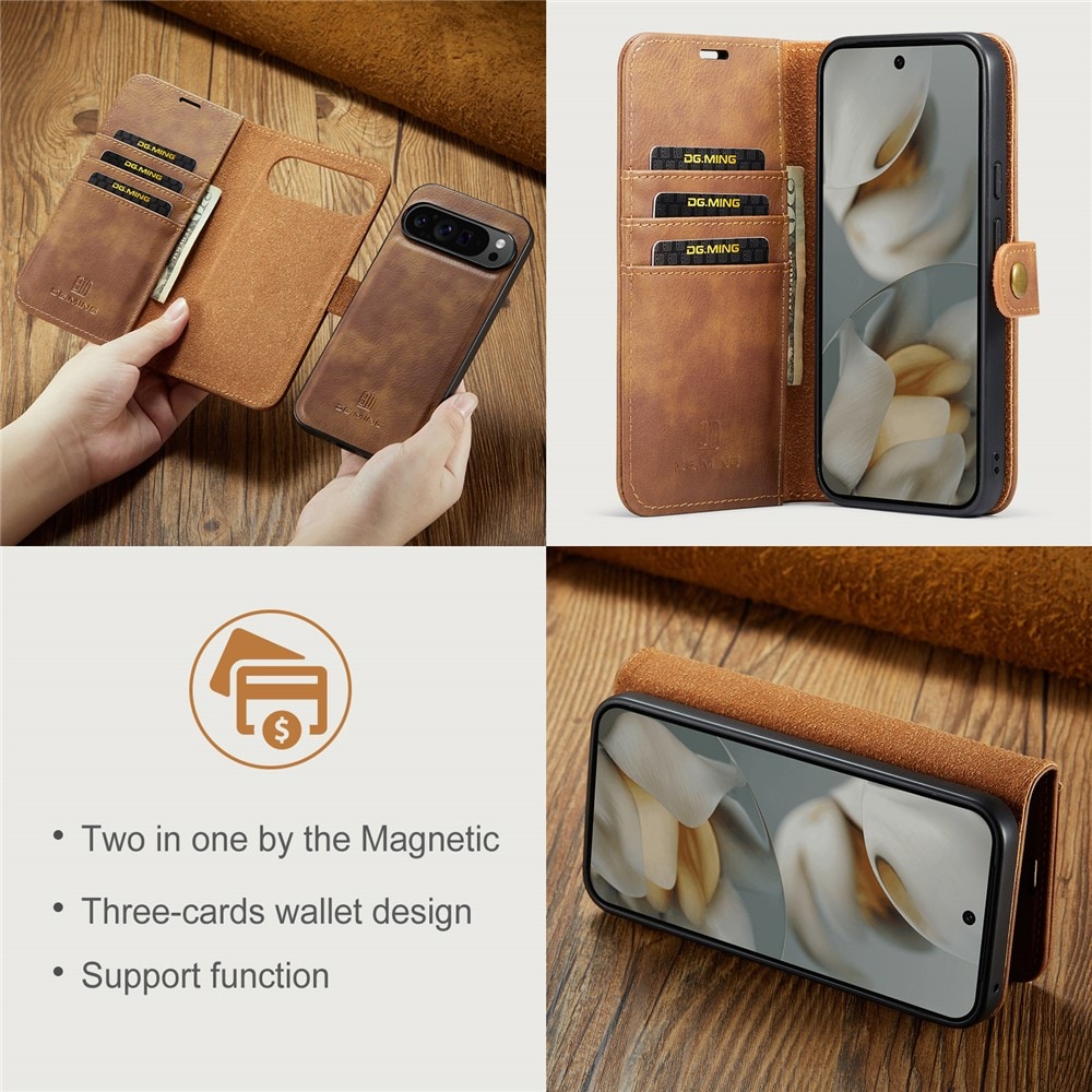 Google Pixel 10 Pro XL Lommeboketui med avtakbart deksel, Cognac