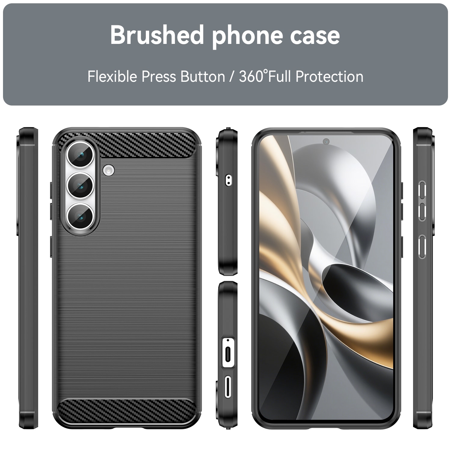 Samsung Galaxy S25 FE TPU-deksel Brushed, Svart