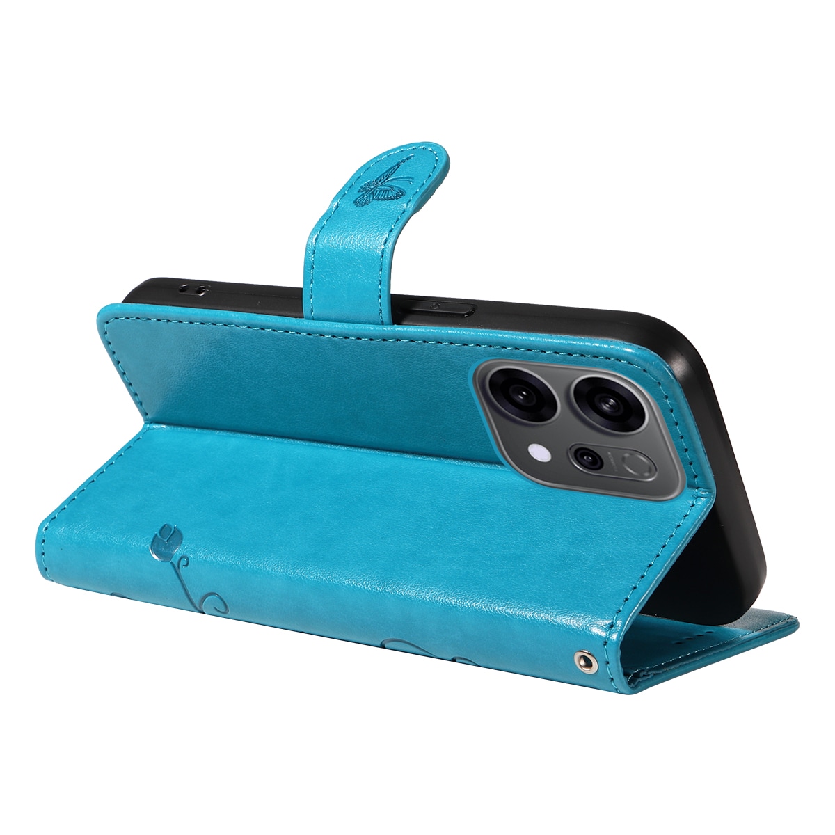 Oppo Reno 14 Mobiletui med sommerfugler, Blå