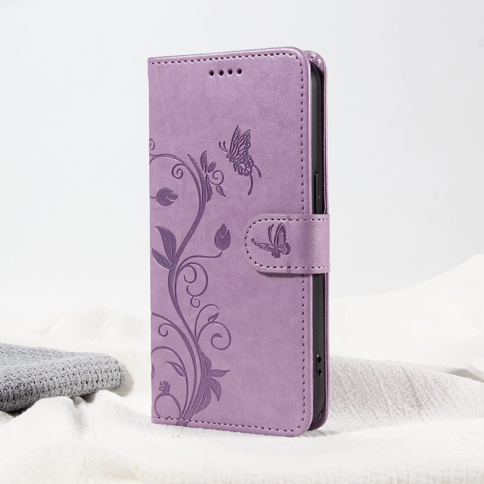 Oppo Reno 14 Mobiletui med sommerfugler, Lilla