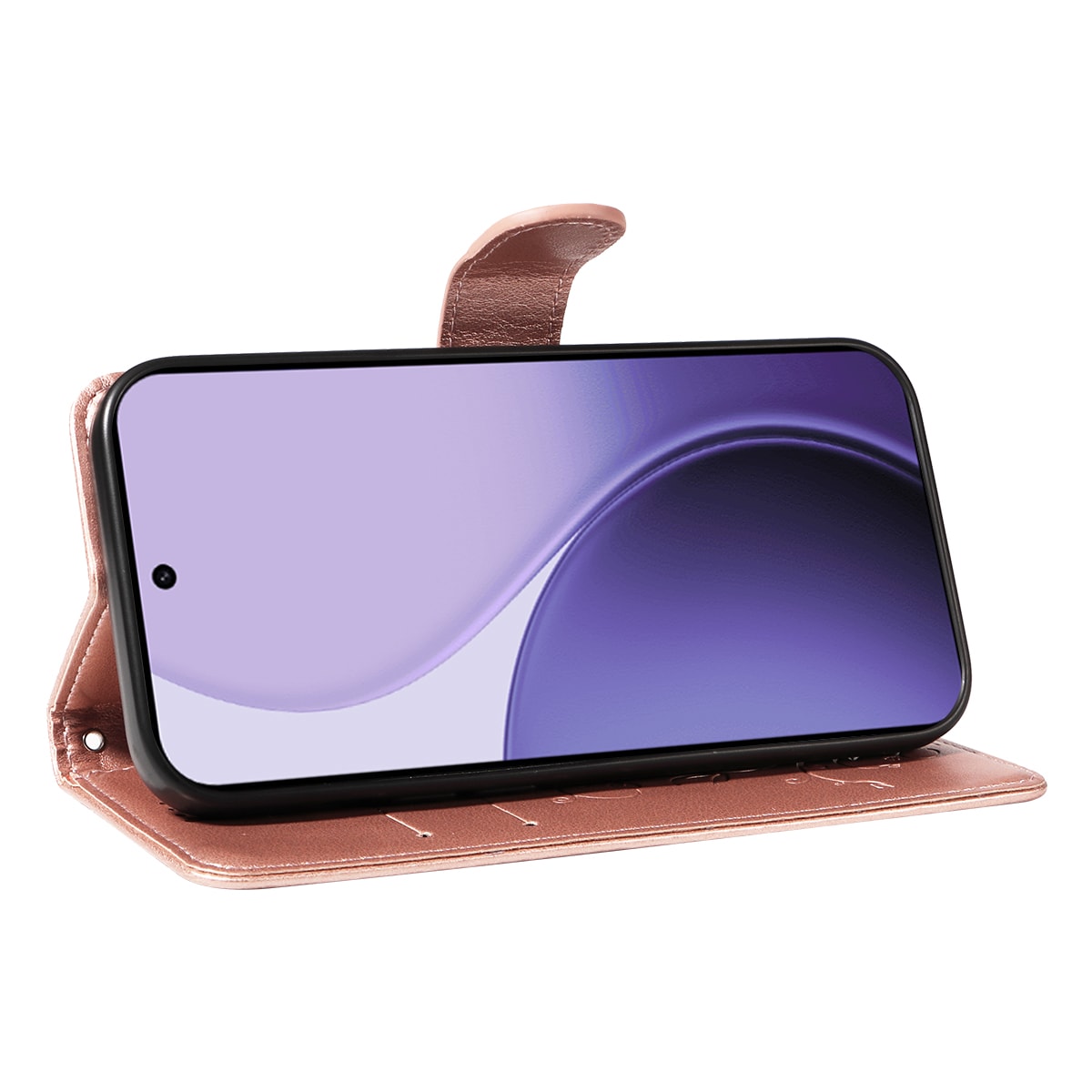 Oppo Reno 14 F Mobiletui med sommerfugler, Rosegull